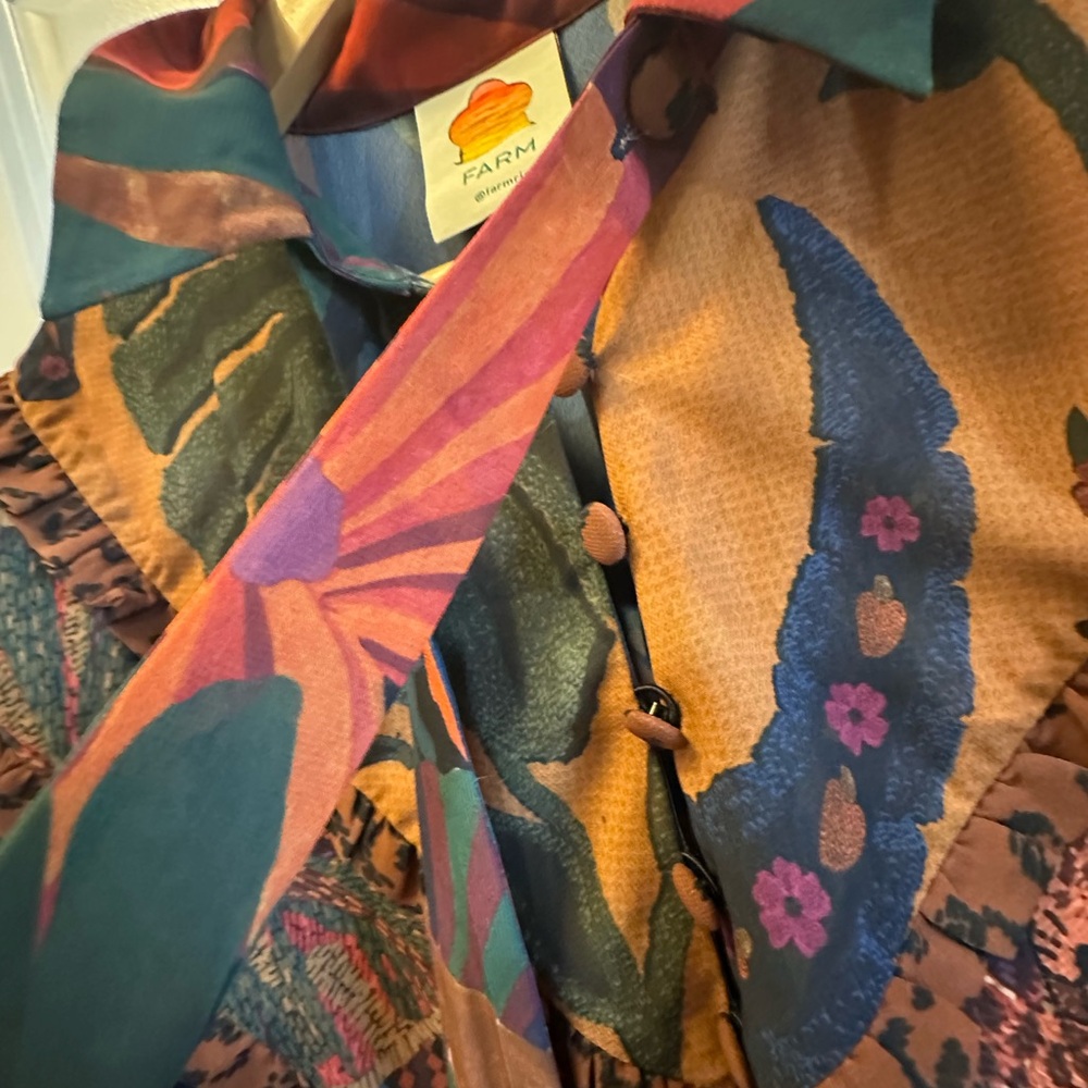 FARM Rio Dark Floral Paisley Pleated Maxi Dress in Navy, Burgundy, Green - Picture 4 of 12